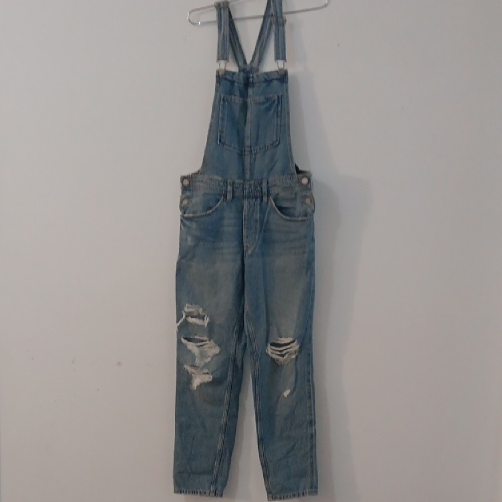 Trendy Ripped Denim Overalls
